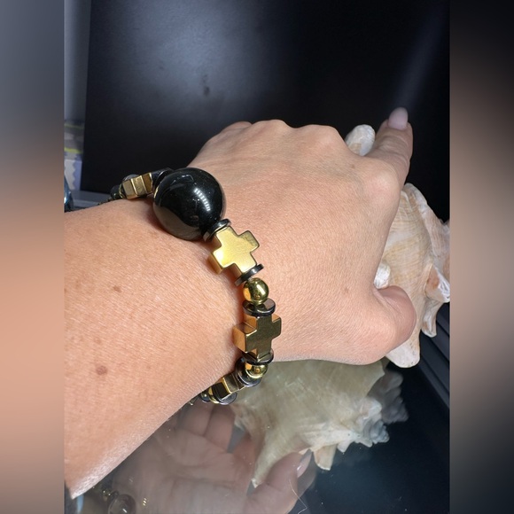 HEMATITE + GOLD OBSIDIAN + PHANTOM NATURAL STONES  BRACELET size 7” - Picture 14 of 15